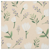 Vanille stof met zachte witte bloemen (Swatch)