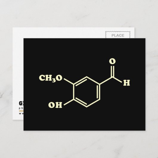 Vanille-vanilline moleculaire chemische formule briefkaart (Voorkant / Achterkant)