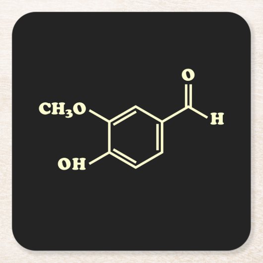 Vanille-vanilline moleculaire chemische formule kartonnen onderzetters (Voorkant)