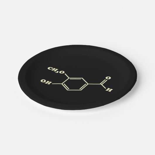 Vanille-vanilline moleculaire chemische formule papieren bordje (Gekanteld)