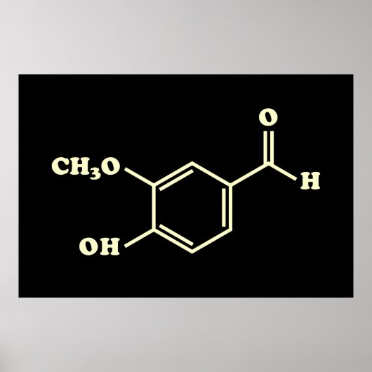 Vanille-vanilline moleculaire chemische formule poster (Voorkant)
