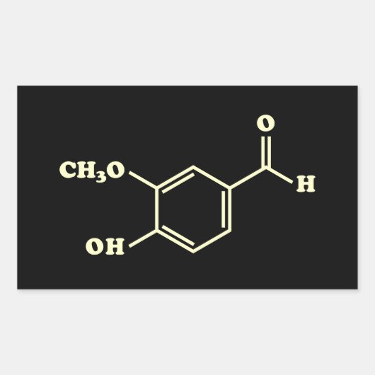 Vanille-vanilline moleculaire chemische formule rechthoekige sticker (Voorkant)