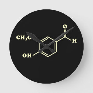Vanille-vanilline moleculaire chemische formule ronde klok