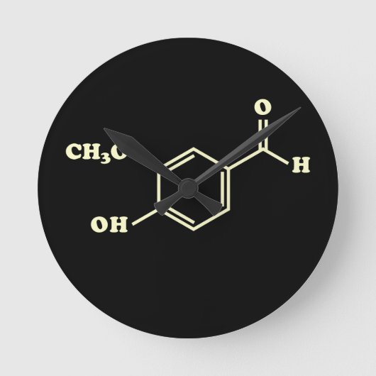 Vanille-vanilline moleculaire chemische formule ronde klok (Voorkant)