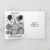 Vanille Verjaardag Cupcake met Inside Kleurplaat Kaart (Binnen)