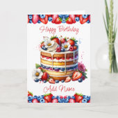 Vanille verjaardagstaart en bessen | kleurplaat kaart (Voorkant)