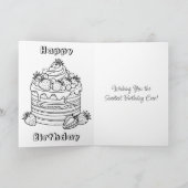 Vanille verjaardagstaart en bessen | kleurplaat kaart (Binnen)