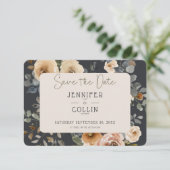 Vanille Wit Boho Rozen Blauw Bruiloft Save The Date (Staand voorkant)