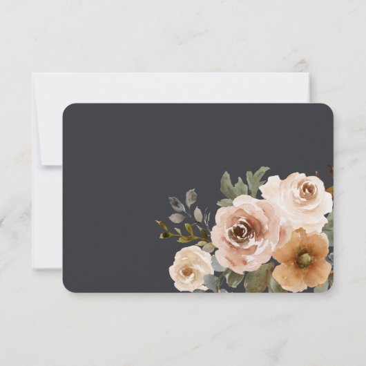 Vanille Wit Boho Rozen Blauw Bruiloft Save The Date (Achterkant)