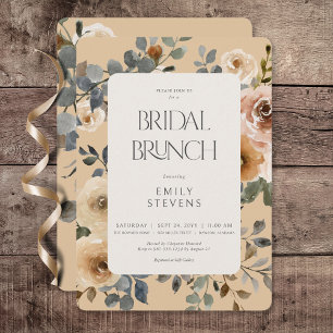 Vanille Witte Boho Rozen Cream Bridal Brunch Kaart