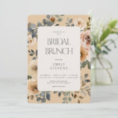 Vanille Witte Boho Rozen Cream Bridal Brunch Kaart (Staand voorkant)