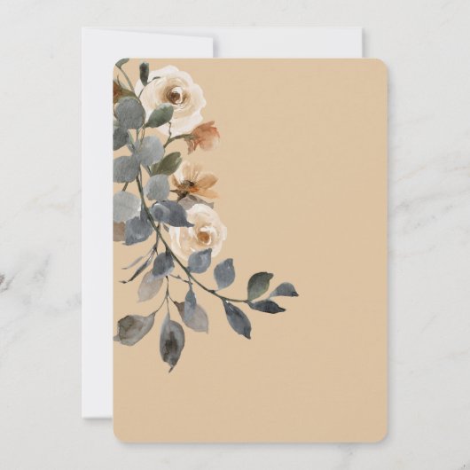 Vanille Witte Boho Rozen Cream Bridal Brunch Kaart (Achterkant)