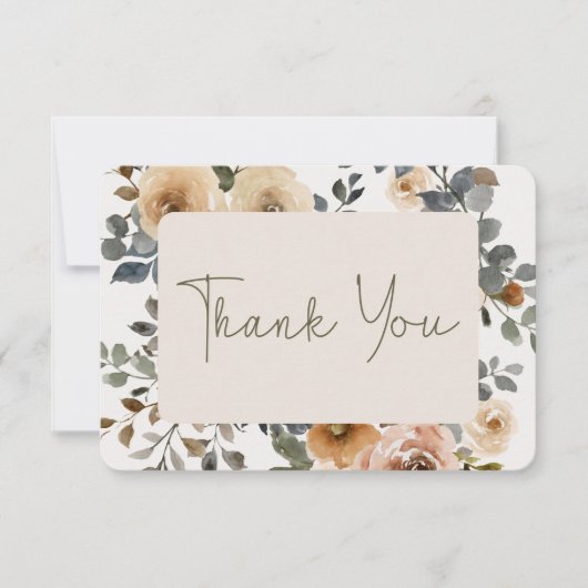 Vanille Witte Boho Rozen Cream Bruiloft Bedankkaart (Voorkant)