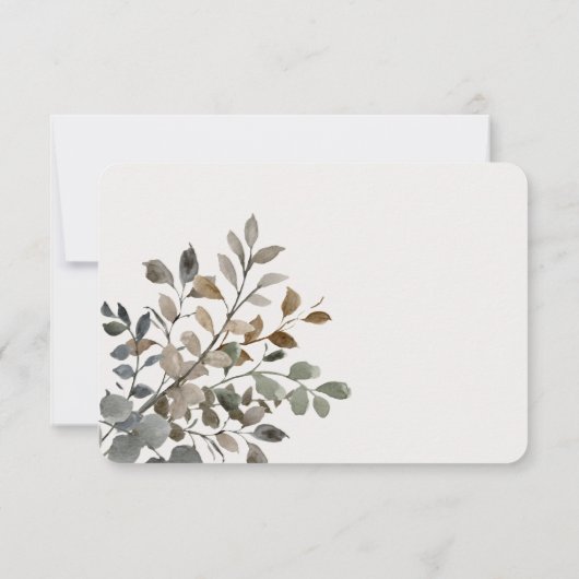 Vanille Witte Boho Rozen Cream Bruiloft Diner RSVP Kaartje (Achterkant)