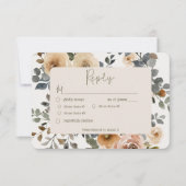Vanille Witte Boho Rozen Cream Bruiloft Diner RSVP Kaartje (Voorkant)