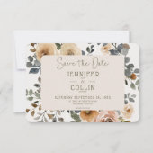 Vanille Witte Boho Rozen Cream Bruiloft Save The Date (Voorkant)