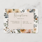 Vanille Witte Boho Rozen Cream Receptie Bruiloft Informatiekaartje (Voorkant)