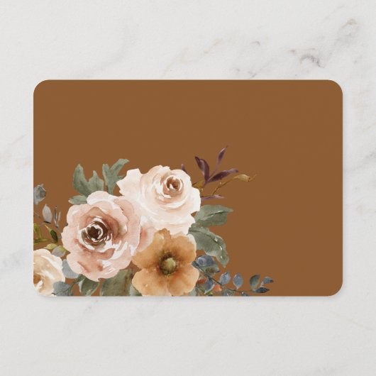 Vanille Witte Boho Rozen Roest Details Bruiloft Informatiekaartje (Achterkant)