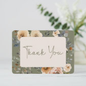 Vanille Witte Boho Rozen Sage Bruiloft Bedankkaart (Staand voorkant)