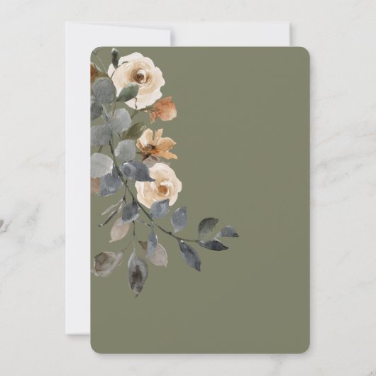 Vanille Witte Boho Rozen Sage Bruiloft Kaart (Achterkant)