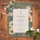 Vanille Witte Boho Rozen Sage Bruiloft Kaart