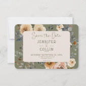 Vanille Witte Boho Rozen Sage Bruiloft Save The Date (Voorkant)