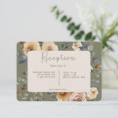 Vanille Witte Boho Rozen Salie Groene Receptie Informatiekaartje (Staand voorkant)