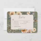 Vanille Witte Boho Rozen Salie Trouw Diner RSVP Kaartje (Voorkant)