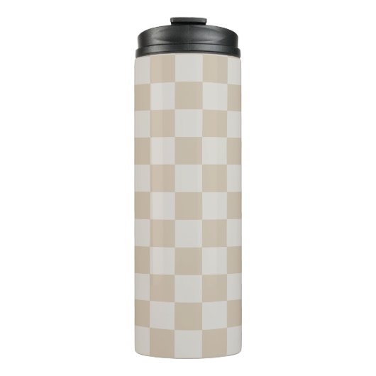 Vanille Witte koffiemelk geruit schaak Thermosbeker (Voorkant)