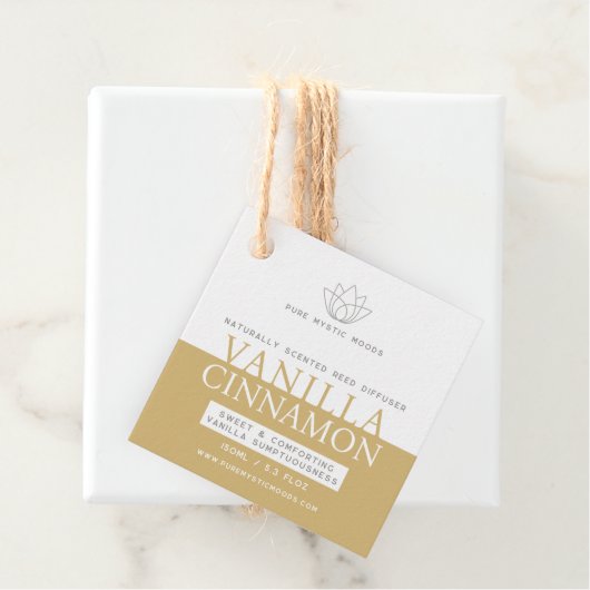 Vanille witte riet diffuser fles hang label (In situ)