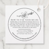 Vanillebonen bloemboon tekening mono product bedankjes labels (Achterkant)