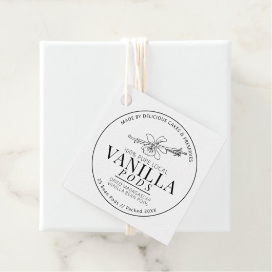 Vanillebonen bloemboon tekening mono product bedankjes labels (In situ)