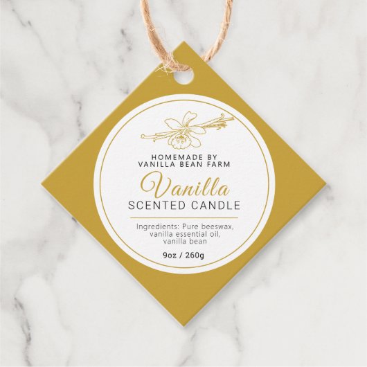 Vanillebonen botanische kunst kaars ingrediënt bar bedankjes labels (Voorkant)