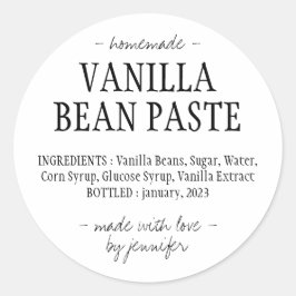 Vanillebonenpastaflessen zelfgemaakte extract ronde sticker