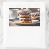 Vanilleglazuurdonuts Rechthoekige Sticker (Tas)