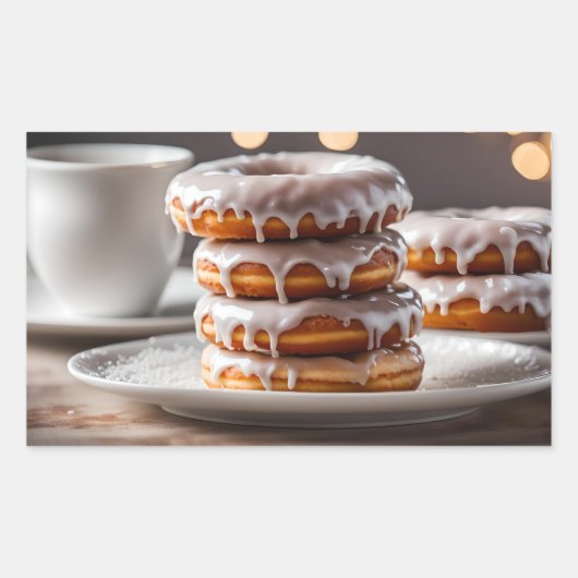 Vanilleglazuurdonuts Rechthoekige Sticker (Voorkant)