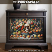 Vanitas met fruit, bloemen en schedel - tissuepapier