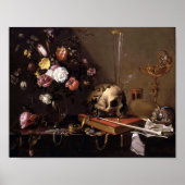 Vanitas still Life with Bouquet and Skull Adriaen Poster (Voorkant)