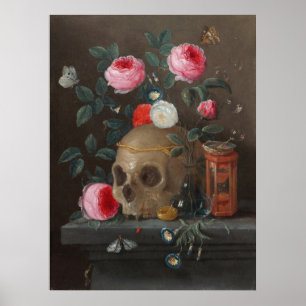 Vanitas Stilleven Schedel en Rozen Kunst Poster