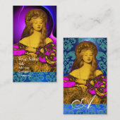 VANITY BEAUTY-MODE COSTUME DESIGNER Blue Damask Visitekaartje (Voorkant / Achterkant)