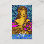 VANITY BEAUTY-MODE COSTUME DESIGNER Blue Damask Visitekaartje (Achterkant)