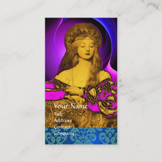 VANITY BEAUTY-MODE COSTUME DESIGNER Blue Damask Visitekaartje (Voorkant)