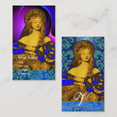 VANITY BEAUTY-MODE COSTUME DESIGNER Blue Damask Visitekaartje (Voorkant / Achterkant)