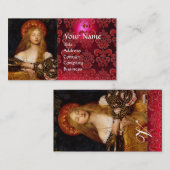 VANITY BEAUTY-MODE COSTUME DESIGNER Red Damask Visitekaartje (Voorkant / Achterkant)