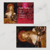 VANITY BEAUTY-MODE COSTUME DESIGNER Red Damask Visitekaartje (Voorkant / Achterkant)