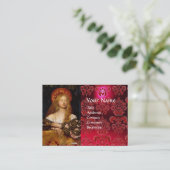 VANITY BEAUTY-MODE COSTUME DESIGNER Red Damask Visitekaartje (Staand voorkant)