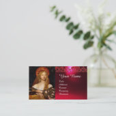 VANITY BEAUTY-MODE COSTUME DESIGNER Red Damask Visitekaartje (Staand voorkant)