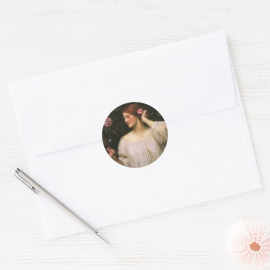 Vanity van John William Waterhouse Ronde Sticker (Envelop)