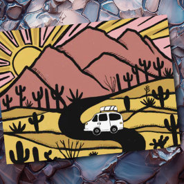 Vanlife Campervan Desert Mountains RV Sunrise Briefkaart