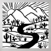 VANLIFE Desert Cacti Mountain Ontdek het avontuur Poster (Voorkant)